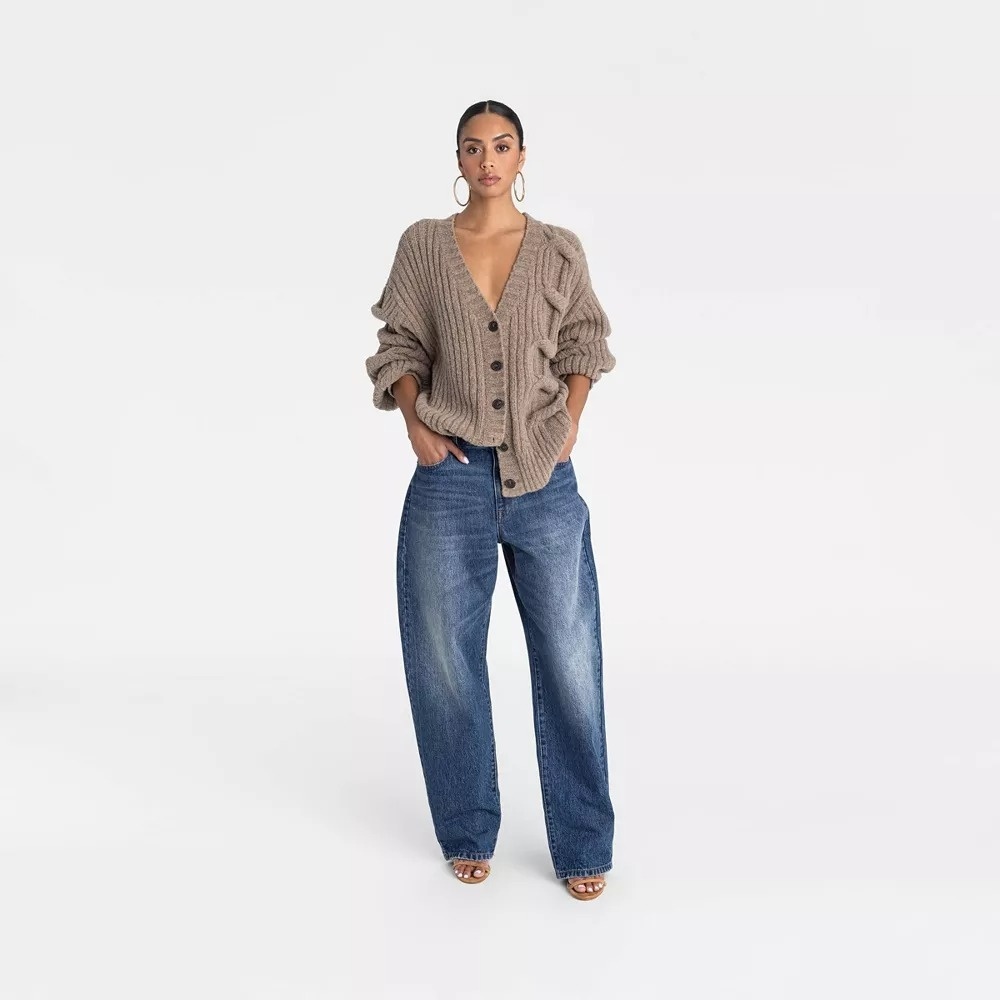 KBB KAHLANA Target Women 2X Plus‎ / 2XL The Cable Mix Cardi Tan Cardigan Sweater - Picture 9 of 9